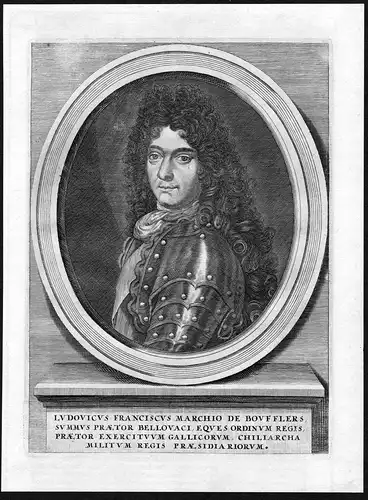 Ludovicus Franciscus Marchio de Boufflers - Louis-Francois de Boufflers (1644-1711) gravure Portrait Kupfersti