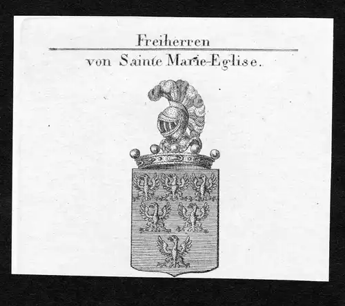 Von Sainte Marie-Eglise - Sainte-Mère-Église Marie-Eglise Frankreich Wappen Adel coat of arms heraldry Heral