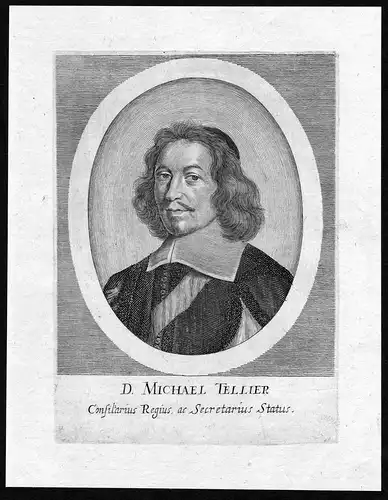 D. Michael Tellier - Michel Le Tellier (1603-1685) marquis Barbezieux Chaville Etang Viroflay gravure Portrait