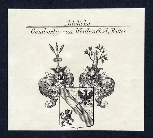 Gemberly von Weidenthal, Ritter - Weidenthal Gemberly Rheinland-Pfalz Wappen Adel coat of arms heraldry Herald