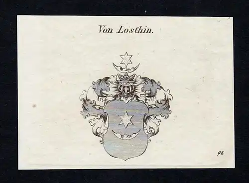 Von Losthin - Losthin Wappen Adel coat of arms Kupferstich  heraldry Heraldik