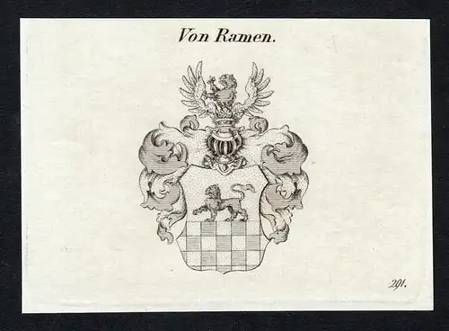 Von Ramen - Ramen Wappen Adel coat of arms Kupferstich  heraldry Heraldik
