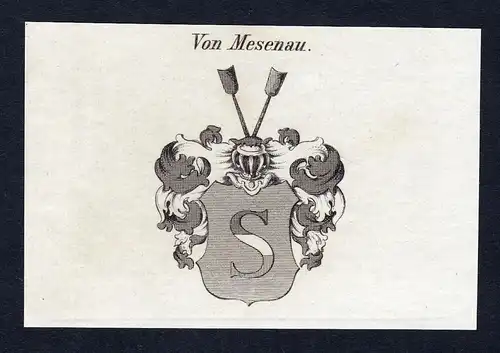 Von Mesenau - Mesenau Wappen Adel coat of arms Kupferstich  heraldry Heraldik