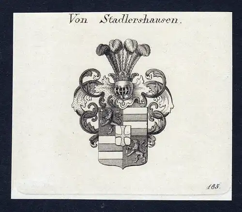 Von Stadlershausen - Stadlershausen Wappen Adel coat of arms Kupferstich  heraldry Heraldik