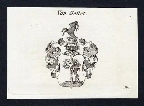 Von Mellet - Mellet Wappen Adel coat of arms Kupferstich  heraldry Heraldik