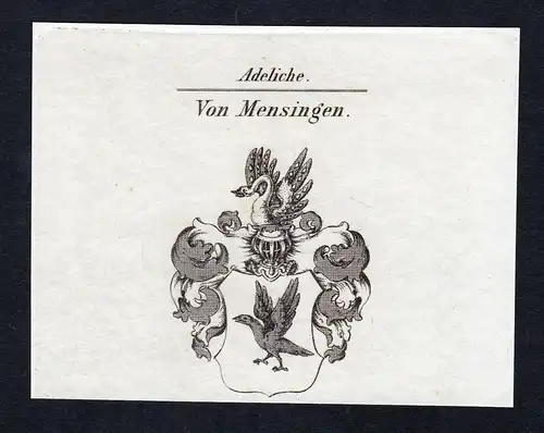 Von Mensingen - Mensingen Wappen Adel coat of arms Kupferstich  heraldry Heraldik