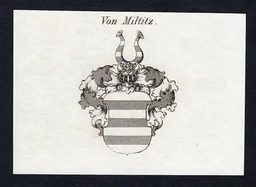 Von Miltitz - Miltitz Wappen Adel coat of arms Kupferstich  heraldry Heraldik