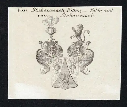 Von Stubenrauch, Ritter, Edle und von Stubenrauch - Stubenrauch Wappen Adel coat of arms Kupferstich  heraldry