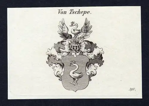Von Tschepe- Tschepe Wappen Adel coat of arms Kupferstich  heraldry Heraldik