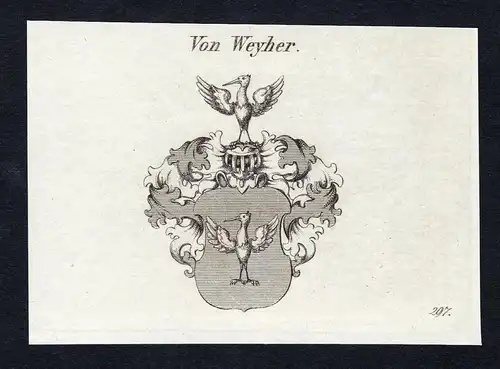 Von Weyher - Weyher Weiher Wappen Adel coat of arms Kupferstich  heraldry Heraldik