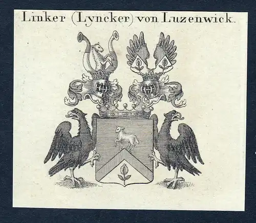 Linker (Lyncker) von Luzenwick - Linker Lyncker Luzenwick Lützenwick Wappen Adel coat of arms heraldry Herald