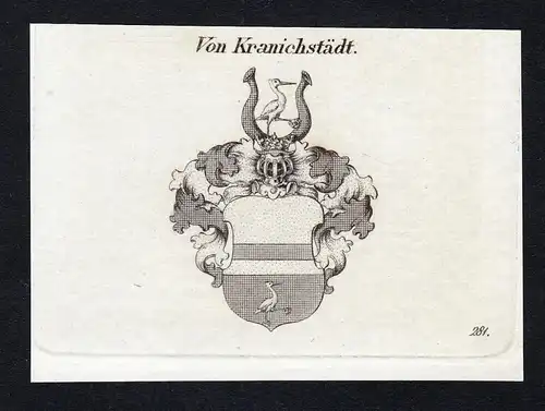 Von Kranichstädt - Kranichstädt Kranichstaedt Wappen Adel coat of arms Kupferstich  heraldry Heraldik