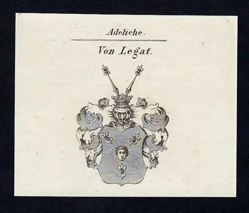 Von Legat - Legat Wappen Adel coat of arms Kupferstich  heraldry Heraldik