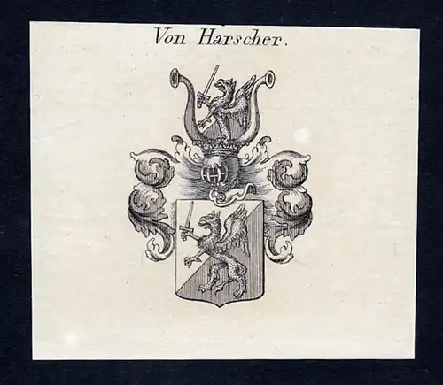 Von Harscher - Harscher Wappen Adel coat of arms Kupferstich  heraldry Heraldik