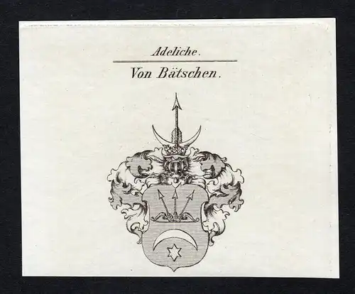 Von Bätschen - Bätschen Baetschen Wappen Adel coat of arms Kupferstich  heraldry Heraldik