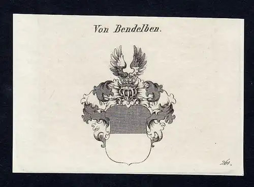 Von Bendelben - Bendeleben Wappen Adel coat of arms Kupferstich  heraldry Heraldik
