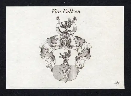 Von Falken - Falken Wappen Adel coat of arms Kupferstich  heraldry Heraldik