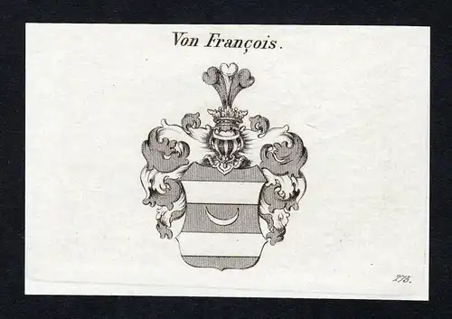 Von Francois - Francois Wappen Adel coat of arms Kupferstich  heraldry Heraldik
