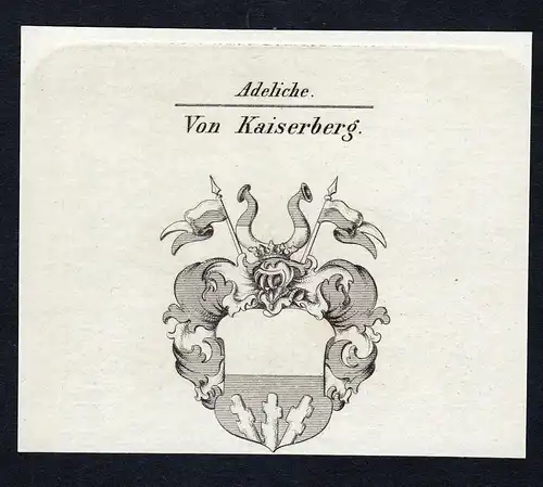 Von Kaiserberg - Kaiserberg Keiserberg Wappen Adel coat of arms Kupferstich  heraldry Heraldik