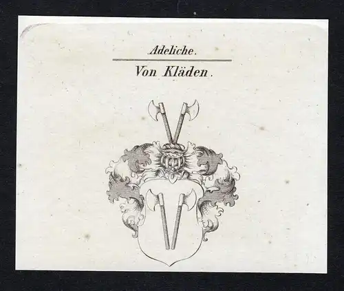 Von Kläden - Kläden Klaeden Wappen Adel coat of arms Kupferstich  heraldry Heraldik