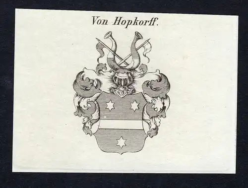 Von Hopkorff - Hopkorff Wappen Adel coat of arms Kupferstich  heraldry Heraldik