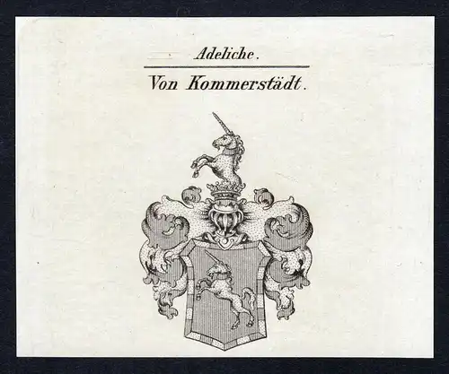 Von Kommerstädt - Kommerstädt Kommerstaedt Wappen Adel coat of arms Kupferstich  heraldry Heraldik