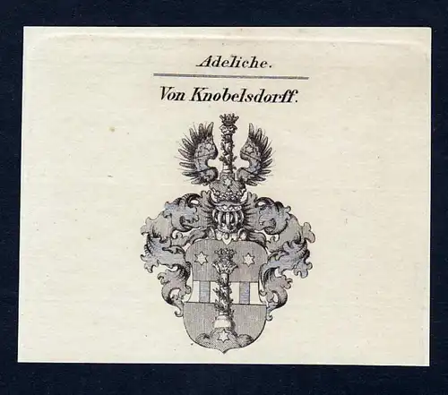 Von Knobelsdorff - Knobelsdorff Wappen Adel coat of arms Kupferstich  heraldry Heraldik