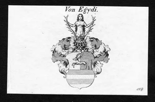 Von Egydi - Egidy Wappen Adel coat of arms Kupferstich  heraldry Heraldik