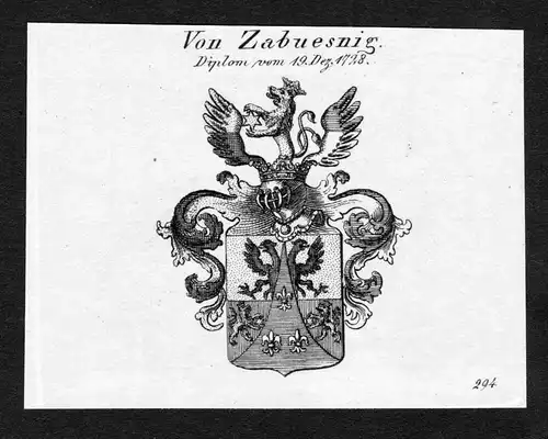 Von Zabuesnig - Zabuesnig Wappen Adel coat of arms Kupferstich  heraldry Heraldik