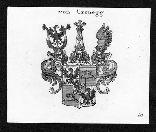 Von Cronegg - Kronegg Wappen Adel coat of arms Kupferstich  heraldry Heraldik