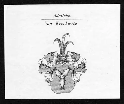 Von Kreckwitz - Kreckwitz Wappen Adel coat of arms Kupferstich  heraldry Heraldik