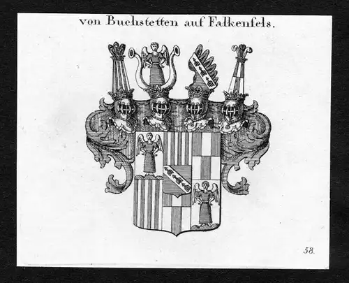 Von Buchstetten auf Falkenfels - Buchstetten Falkenfels Wappen Adel coat of arms Kupferstich  heraldry Heraldi