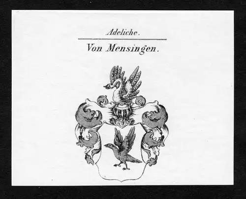 Von Mensingen - Mensingen Wappen Adel coat of arms Kupferstich  heraldry Heraldik