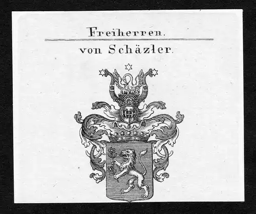 Von Schäzler - Schaezler Schaetzler Wappen Adel coat of arms Kupferstich  heraldry Heraldik