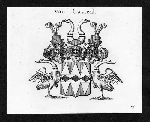 Von Castell - Castell Wappen Adel coat of arms Kupferstich  heraldry Heraldik