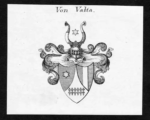 Von Valta - Valta Wappen Adel coat of arms Kupferstich  heraldry Heraldik