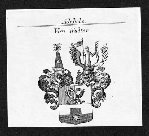Von Walter - Walter Wappen Adel coat of arms Kupferstich  heraldry Heraldik