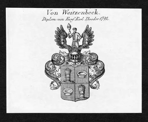 Von Weitzenbeck - Weitzenbeck Wappen Adel coat of arms Kupferstich  heraldry Heraldik