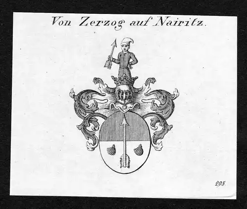 Von Zerzog auf Nairitz - Zerzog Nairitz Wappen Adel coat of arms Kupferstich  heraldry Heraldik