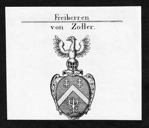 Von Zoller - Zoller Wappen Adel coat of arms Kupferstich  heraldry Heraldik