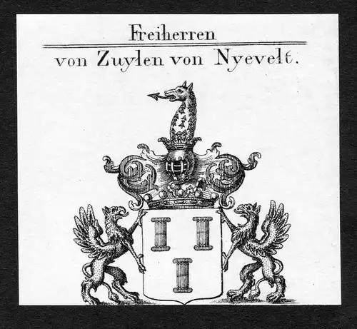 Von Zuylen von Nyevelt - Zuylen van Nijevelt Wappen Adel coat of arms Kupferstich  heraldry Heraldik