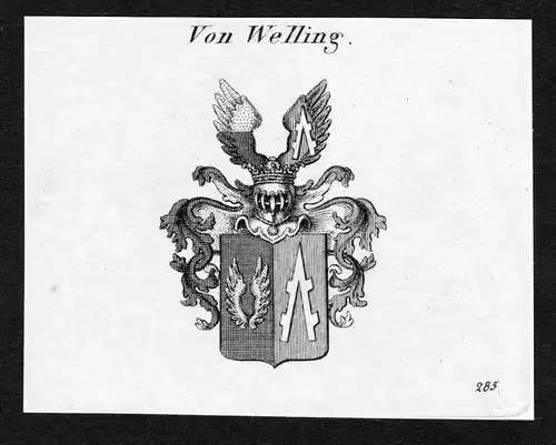 Von Welling - Welling Wappen Adel coat of arms Kupferstich  heraldry Heraldik