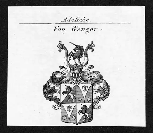 Von Wenger - Wenger Wappen Adel coat of arms Kupferstich  heraldry Heraldik