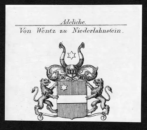 Von Wentz zu Niederlahnstein - Wenz zu Niederlahnstein Wappen Adel coat of arms Kupferstich  heraldry Heraldik