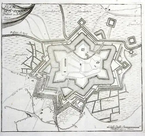 Abbildung des Forts Knokke - Fort Knokke Lo-Reninge Belgique gravure plan carte
