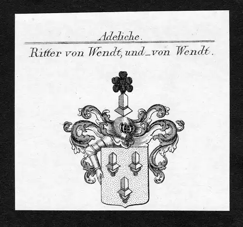 Ritter von Wendt, und von Wendt - Wendt Wappen Adel coat of arms Kupferstich  heraldry Heraldik