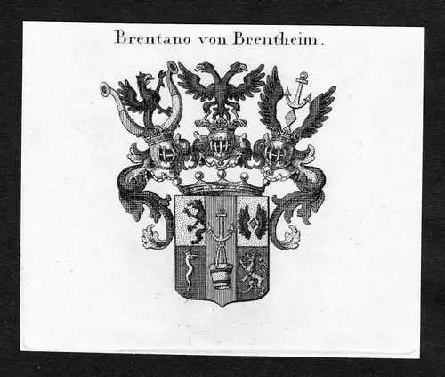 Brentano von Brentheim - Brentano-Brentheim Wappen Adel coat of arms Kupferstich  heraldry Heraldik