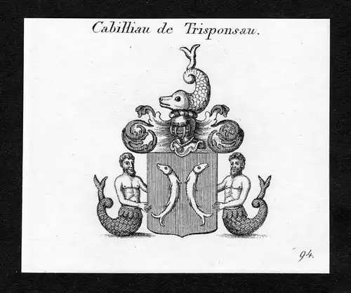 Cabilliau de Trisponsau - Cabilliau de Trisponsau Wappen Adel coat of arms Kupferstich  heraldry Heraldik