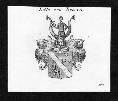 Edle von Dreern - Dreern Wappen Adel coat of arms Kupferstich  heraldry Heraldik