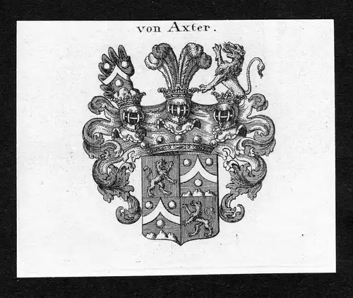 Von Axter - Axter Wappen Adel coat of arms Kupferstich  heraldry Heraldik
